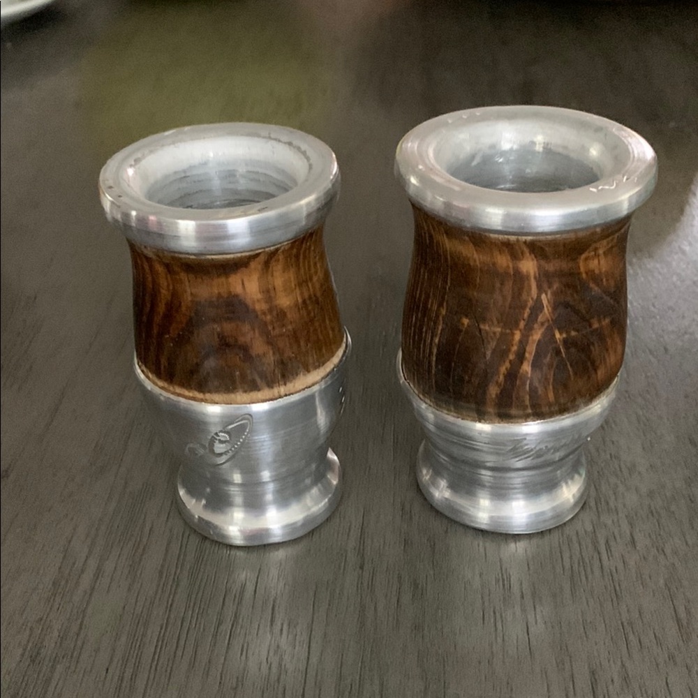 Silver and Brown Wood Yerba Mate Cups